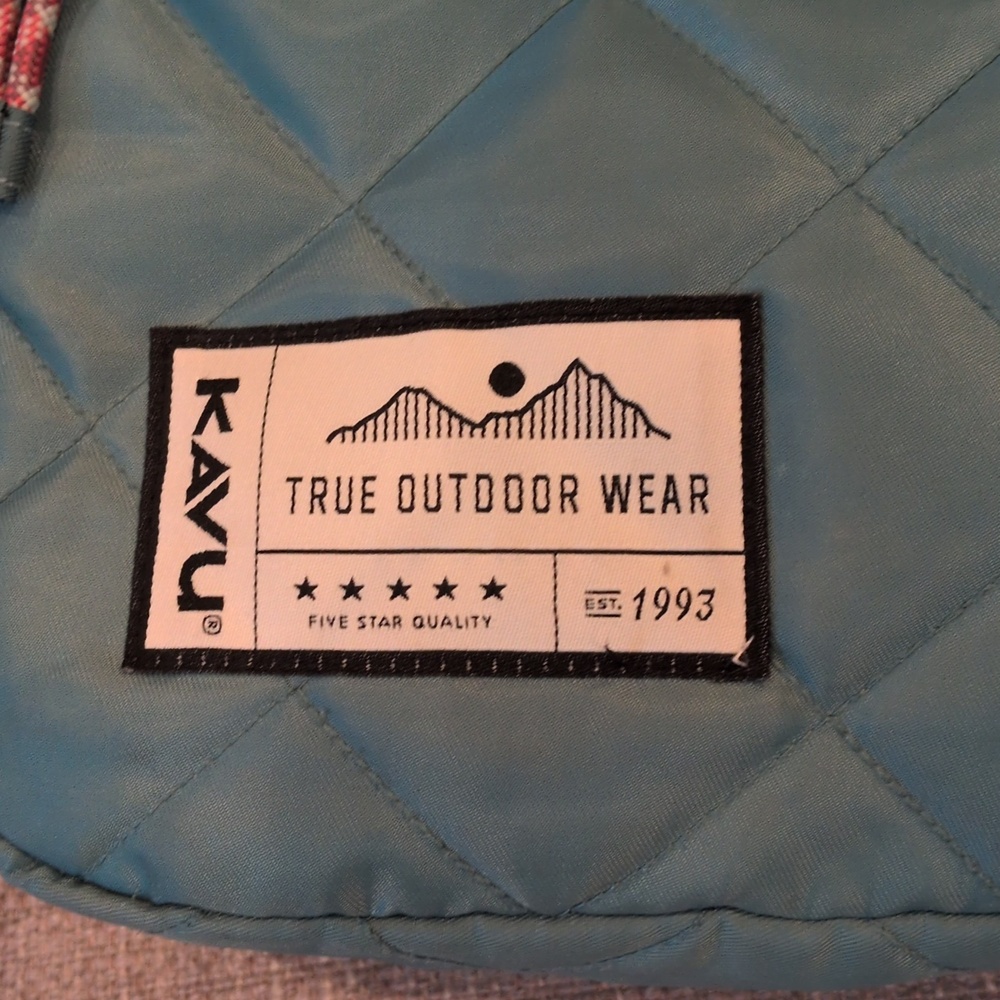 Kavu Uptown Puff Blue Spruce Quilted Teal Cross-body Bag with Rust Zippers - Picture 2 of 15